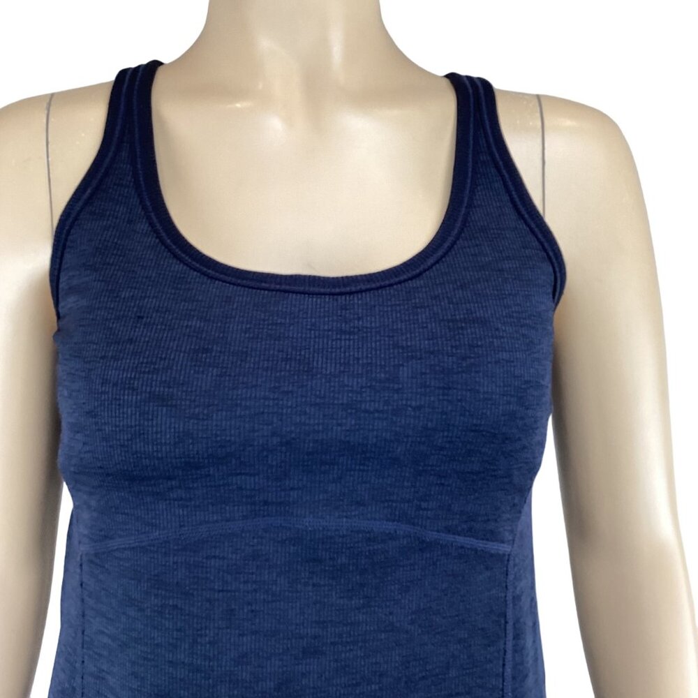 PrAna Tank Top Medium Navy Blue Athletic Yoga Cut Out‎ Back Stretch Yoga - Picture 4 of 6